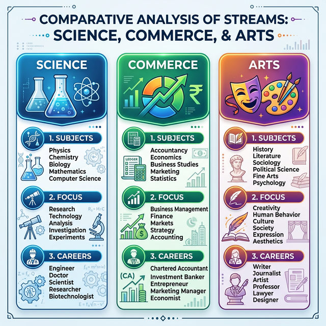 science commerce arts comparison after class 10 stream selection